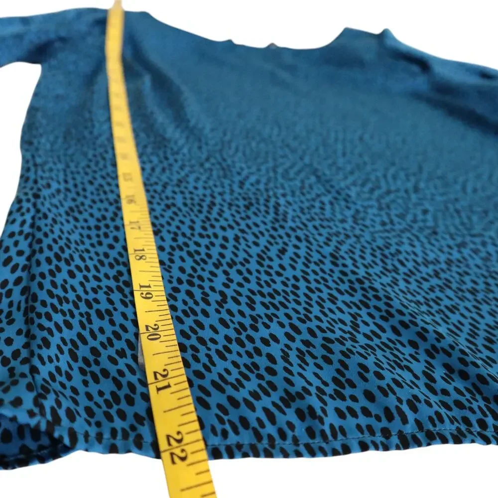Banana Republic Womens Pleated Volume Sleeve Top Size Small‎ Blue Black Spotted